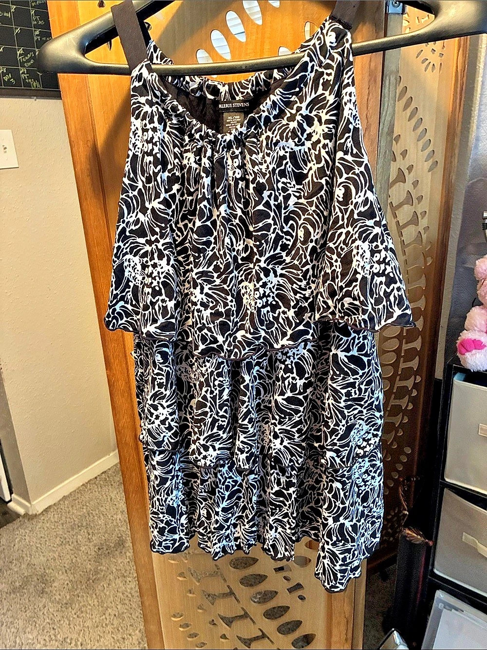 Valerie Stevens Floral Maxi Dress Black & White Size XL